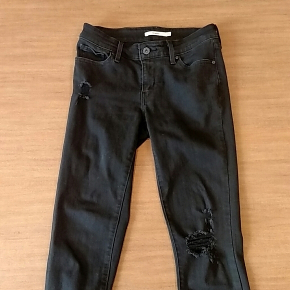 Ripped Black 711 Levi Skinny Jeans - Picture 1 of 4